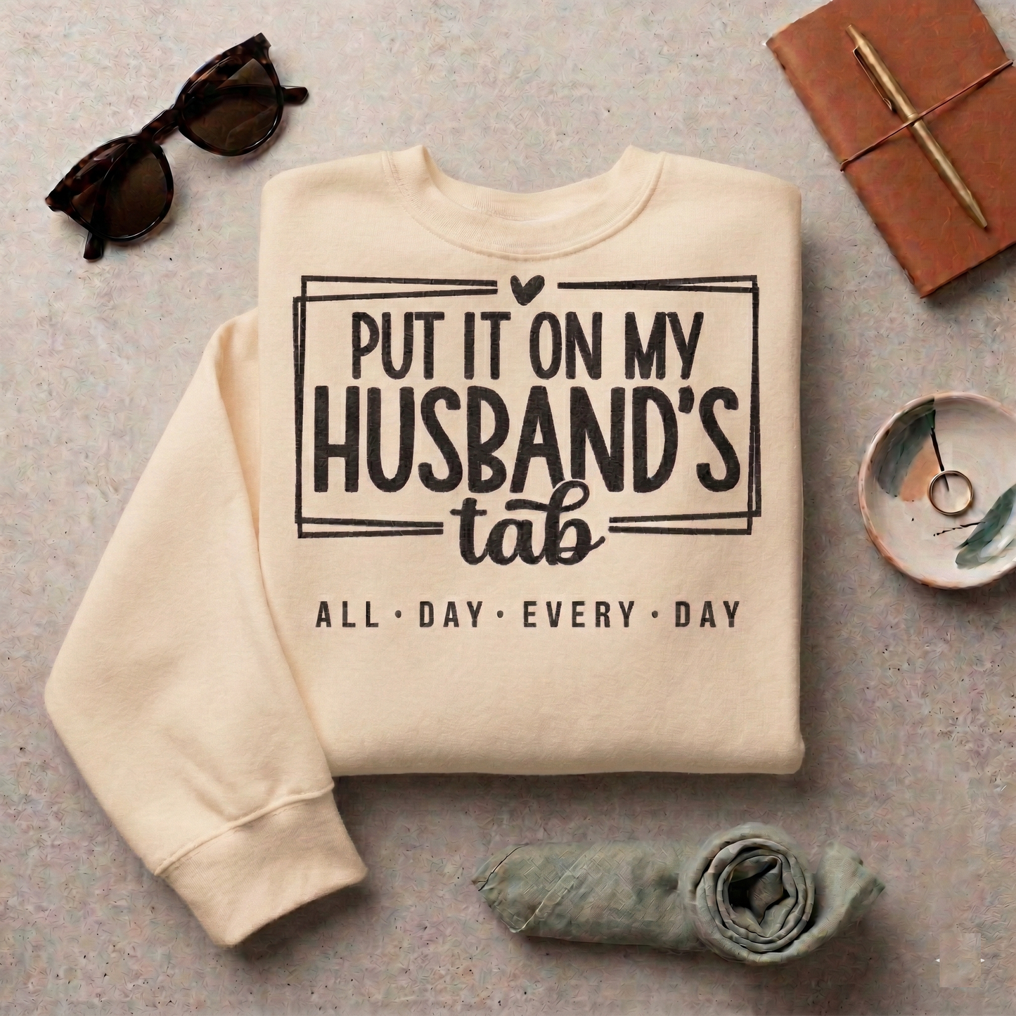 Funny Wife Sweatshirt | Put It On Husband's Tab Wifey Crewneck | Shopping Shirt