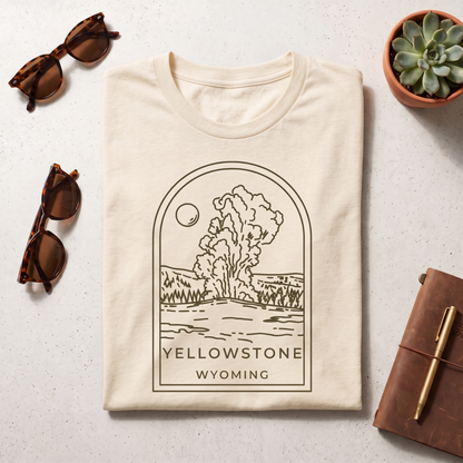 Custom Yellowstone National Park Shirt, Vintage Wyoming Sweatshirt, Minimalist Geyser Hoodie