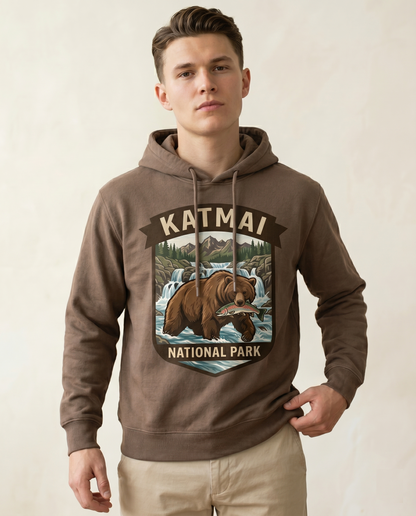 Katmai National Park Brown Bear Shirt, Alaska Bear Hoodie, Vintage Grizzly Bear Sweatshirt, Custom National Park Gift, Retro Nature Apparel
