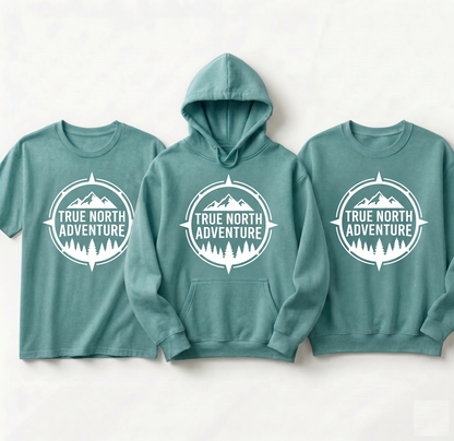 Custom True North Adventure Shirt, Personalized Hiking T-Shirt, Mountain Graphic Tee for Nature Lovers, Camping Apparel, Outdoorsy Gift