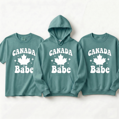 Custom Canada Babe Shirt, Retro Groovy Maple Leaf T-Shirt, Personalized Canada Day Tee, Cute Canadian Pride Girl Trip Apparel, Gift for Her
