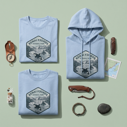 Kenai Fjords National Park Shirt, Vintage Alaska Orca Whale Hoodie, Custom Glacier Bay Sweatshirt, Retro National Park Gift