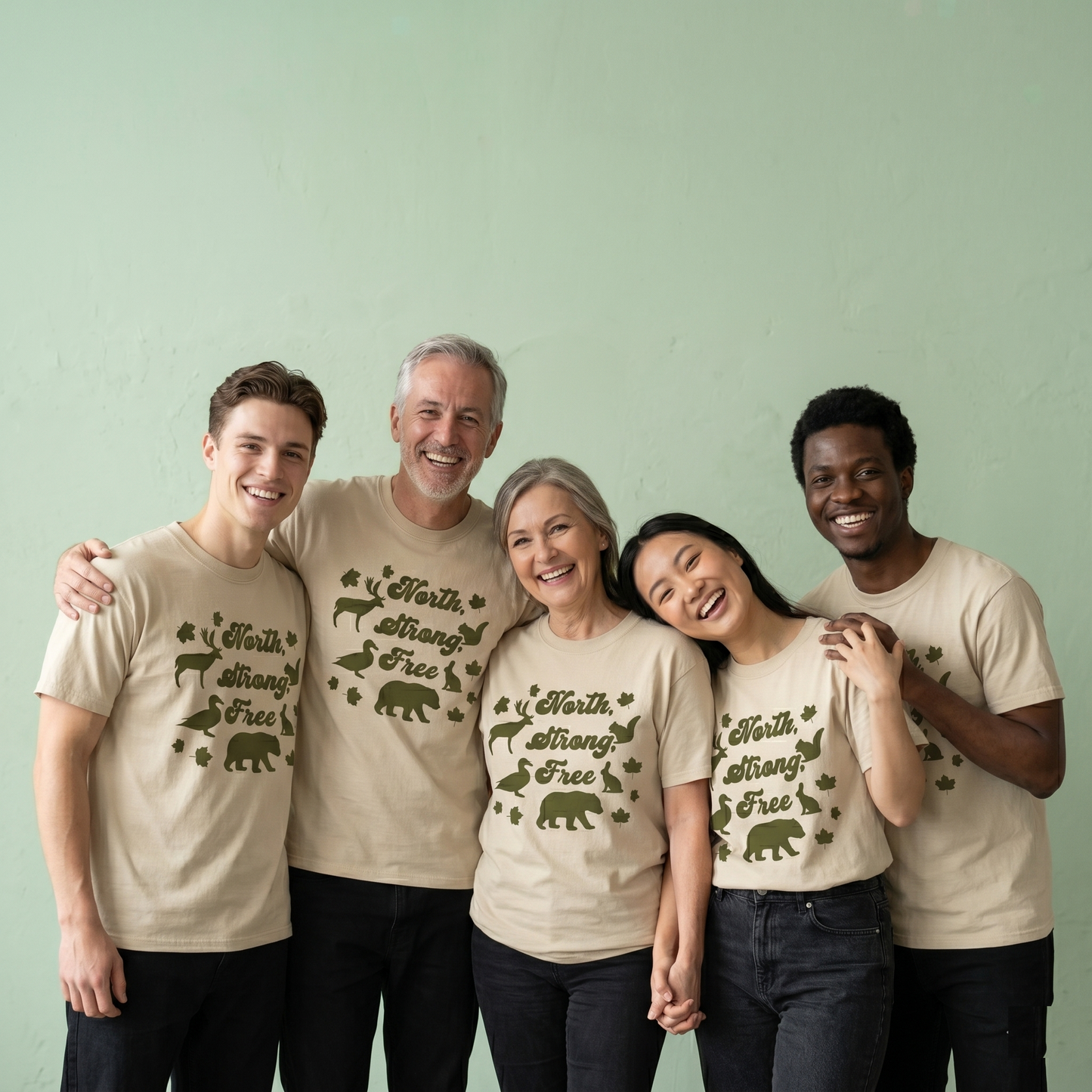 Custom North Strong Free T-Shirt | Personalized Canadian Wildlife Nature Tee, Retro Vintage Canada Shirt, Custom Graphic Unisex Top