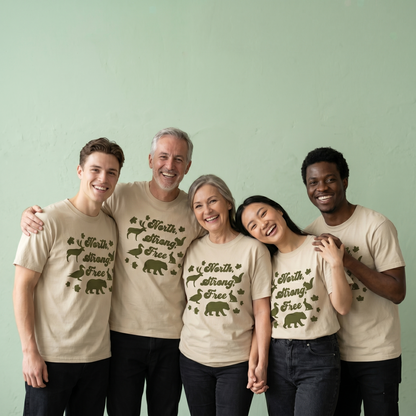 Custom North Strong Free T-Shirt | Personalized Canadian Wildlife Nature Tee, Retro Vintage Canada Shirt, Custom Graphic Unisex Top
