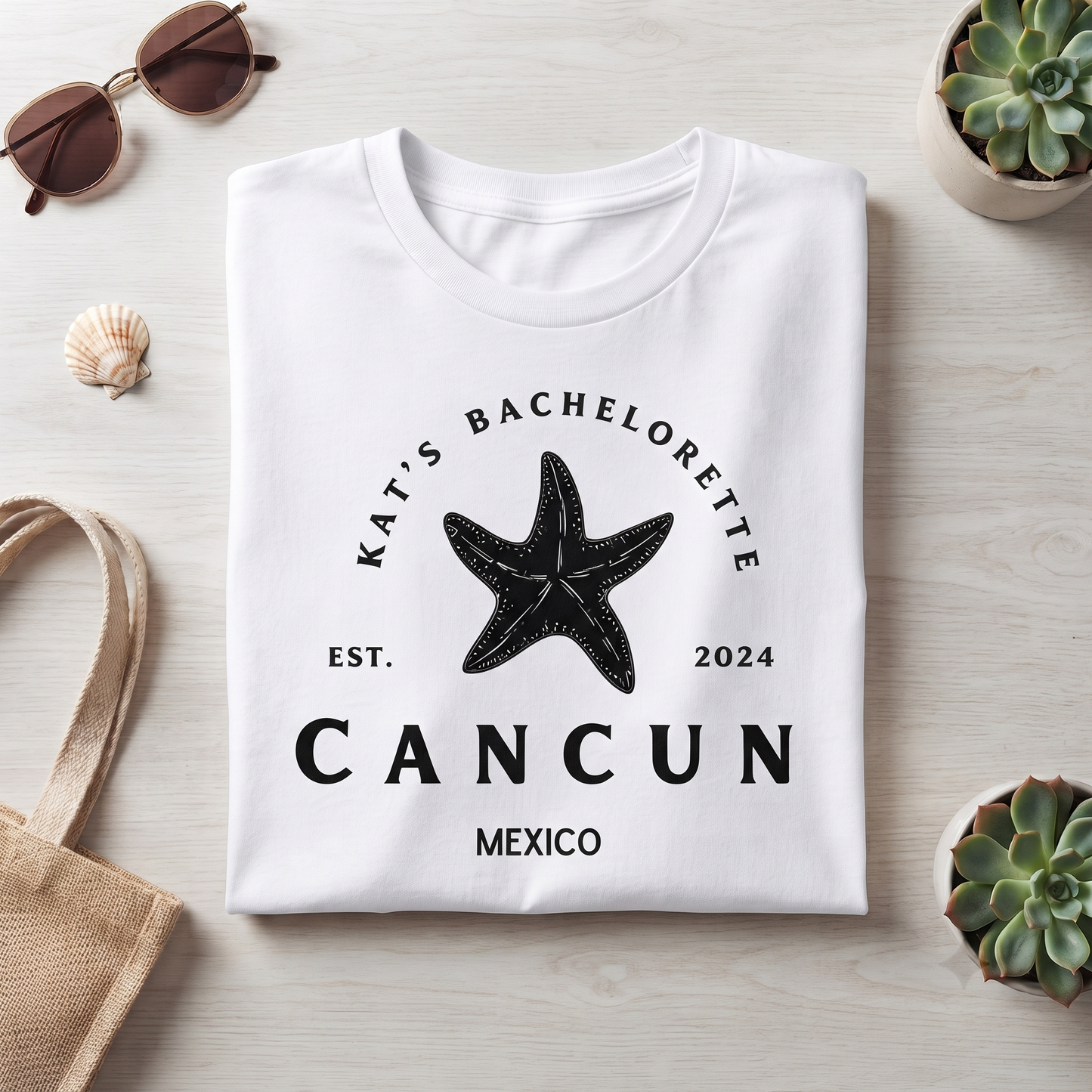 Custom Cancun Bachelorette Shirt, Beach Bachelorette Party Sweatshirt, Starfish Beach Trip Hoodie