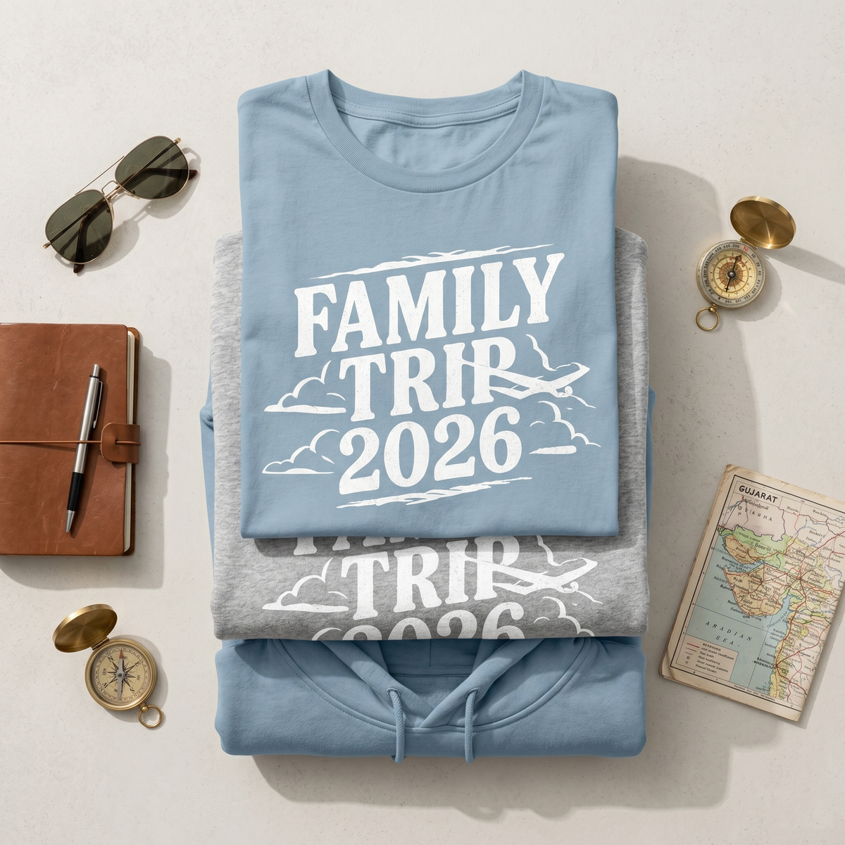 Custom Family Trip 2026 Shirts, Matching Airplane Travel Hoodie, Personalized Family Vacation Crewneck, Custom Family Reunion Sweatshirt