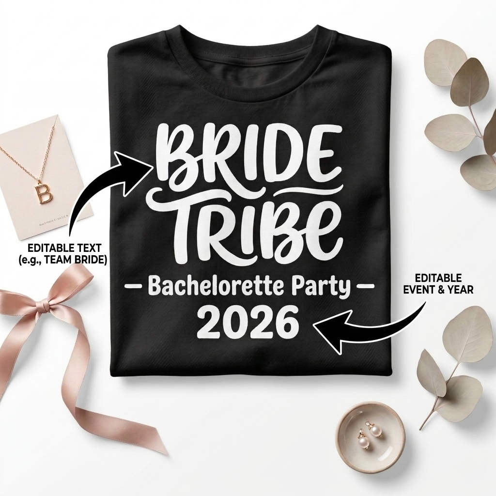 Custom Bride Tribe Shirt, Personalized Bachelorette Party T-Shirt, Retro Bridal Shower Tee, Matching Shirts, Minimalist Wedding Party Gift,