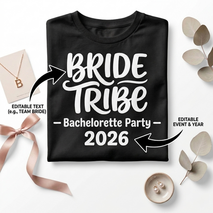 Custom Bride Tribe Shirt, Personalized Bachelorette Party T-Shirt, Retro Bridal Shower Tee, Matching Shirts, Minimalist Wedding Party Gift,