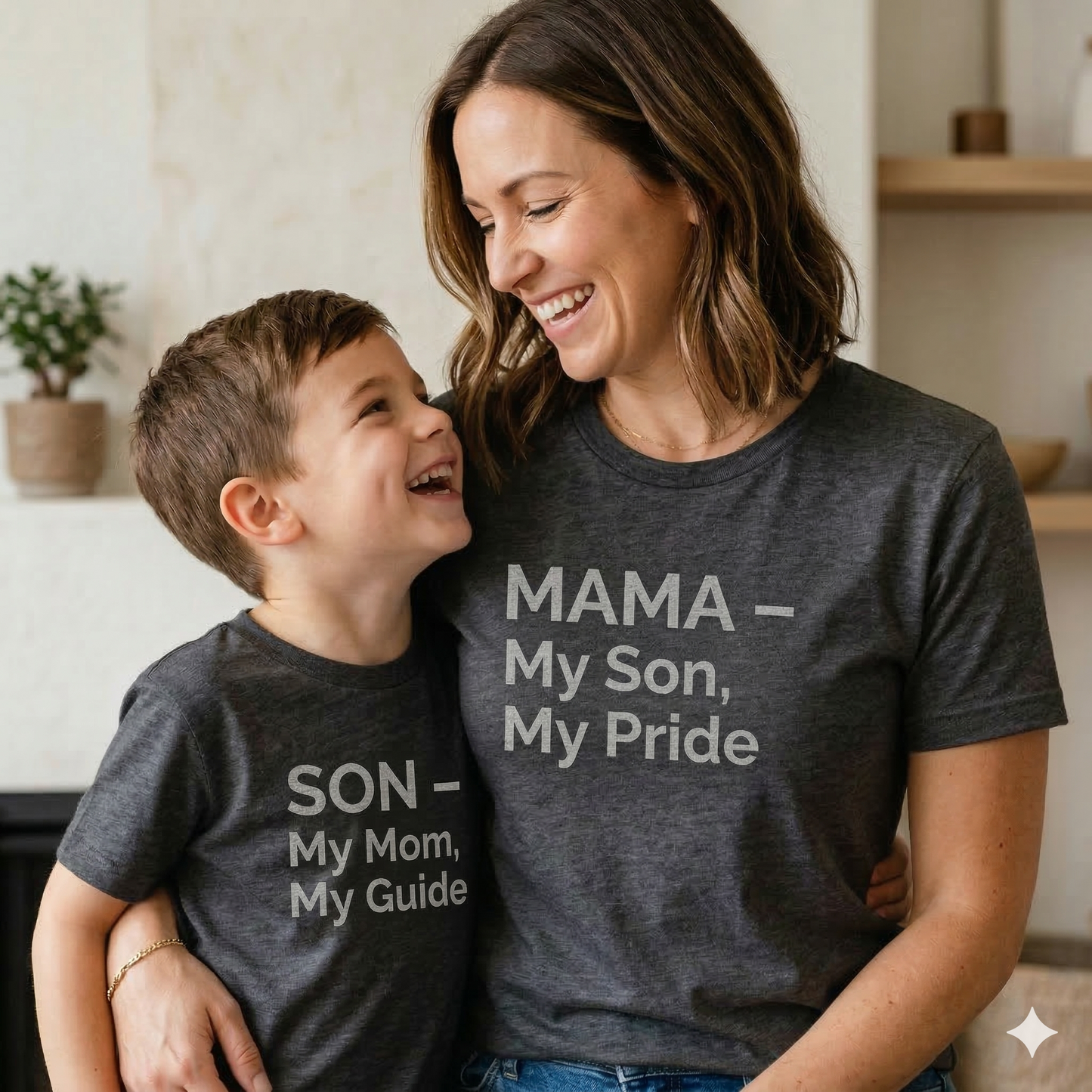 My Pride and My Guide Matching Shirt Set | Mother and Son Outfits | Mama and Me Matching Tees | Dark Heather Grey Mom Son Gift | Set of 2