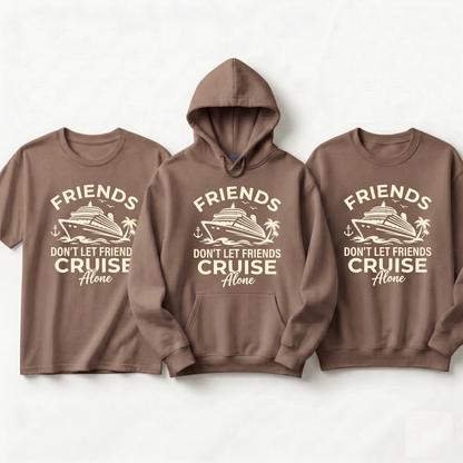 Custom Friends Cruise Shirts, Friends Don't Let Friends Cruise Alone Hoodie, Group Cruise Sweatshirt, Matching Girl Trip Gift, Ship Life Tee
