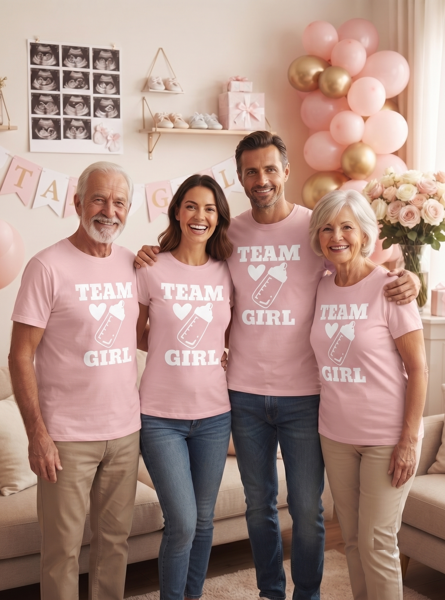 Custom Team Girl Shirt, Gender Reveal Sweatshirt, Personalized Baby Shower Hoodie, Custom Text Gender Reveal Party,