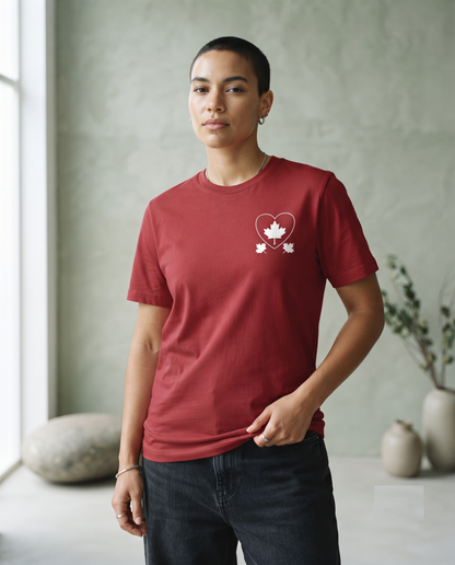 Custom Canada Heart Shirt, Minimalist Maple Leaf Apparel, Personalized Hoodie Sweatshirt