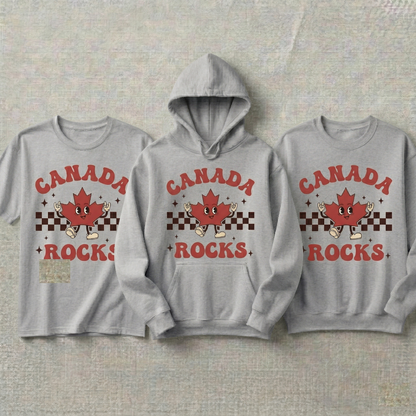 Custom Canada Rocks Hoodie and Sweatshirt, Retro Maple Leaf T-shirt, Vintage Canada Mascot Apparel, Canada Shirt, Personalized Canadian Gift