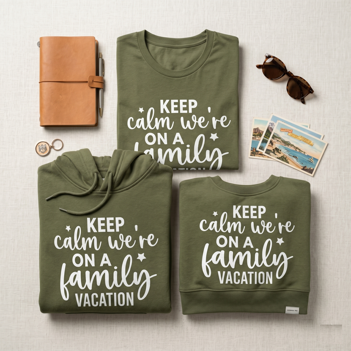 Custom Keep Calm We’re On A Family Vacation Shirt, Funny Matching Family Trip Hoodie, Personalized Family Reunion Sweatshirt