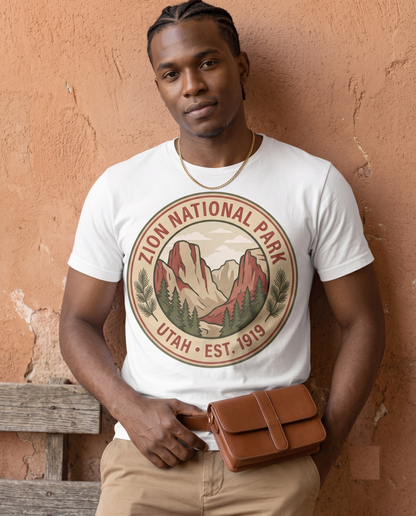 Custom Zion National Park Retro T-Shirt: Utah Nature Hiking Apparel