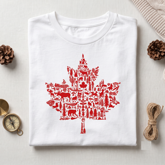 Canada Maple Leaf Wildlife Shirt, Retro Wilderness Crewneck, Customizable Nature Apparel