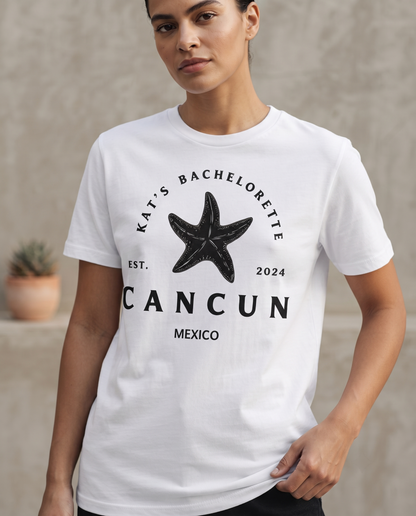 Custom Cancun Bachelorette Shirt, Beach Bachelorette Party Sweatshirt, Starfish Beach Trip Hoodie
