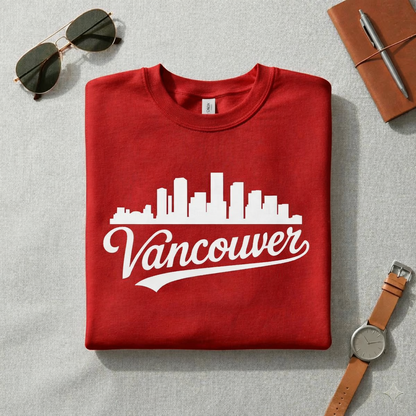 Vancouver Sweatshirt | Retro Vancouver Skyline Crewneck | Red British Columbia Canada Gift | Vintage Style City Pullover | Vancouver BC Souvenir