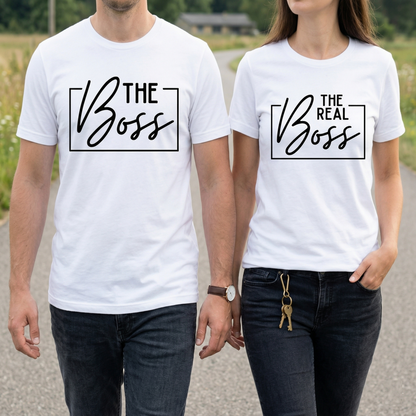 Custom Couple Sweatshirts, The Boss & The Real Boss Matching Shirts, Personalized Anniversary Gift for Husband and Wife, Custom Wedding Gift