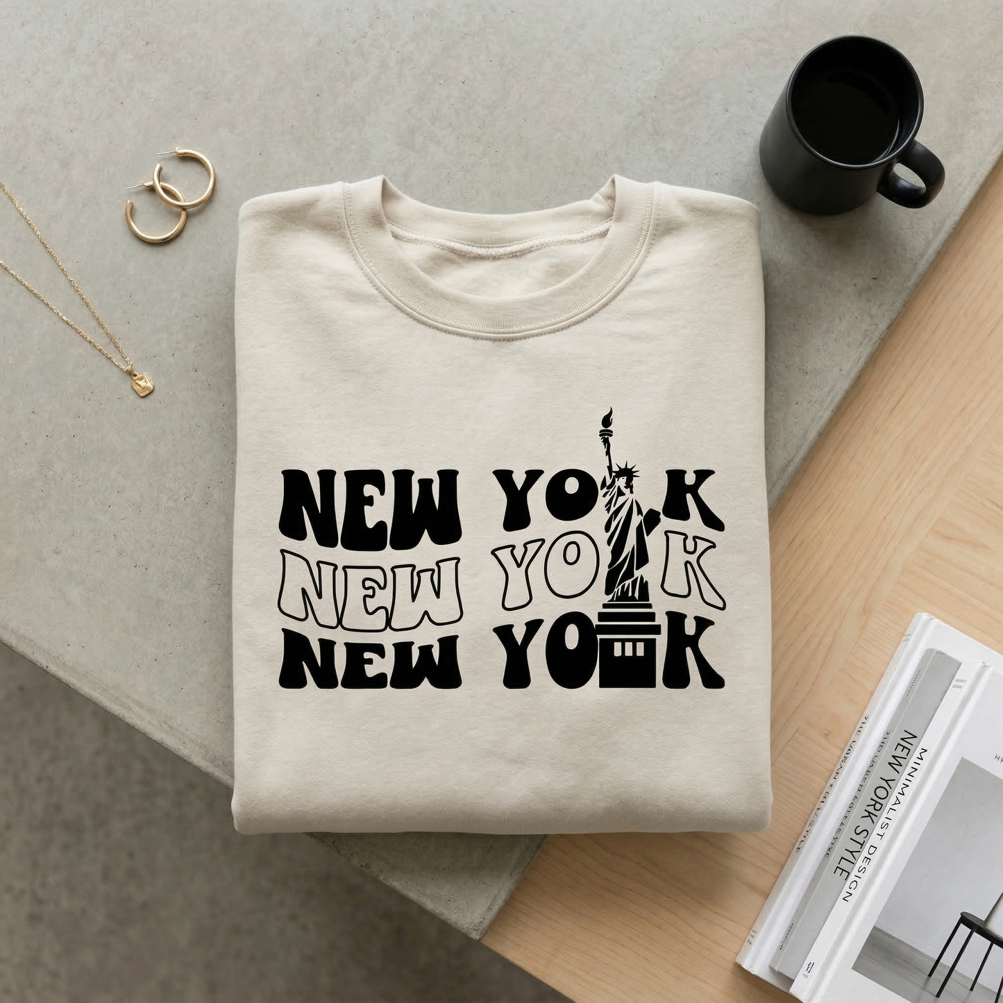 Retro New York T-Shirt, Wavy New York NYC Tee, Statue of Liberty Graphic Shirt, Vintage Style New York Souvenir, NYC Gift