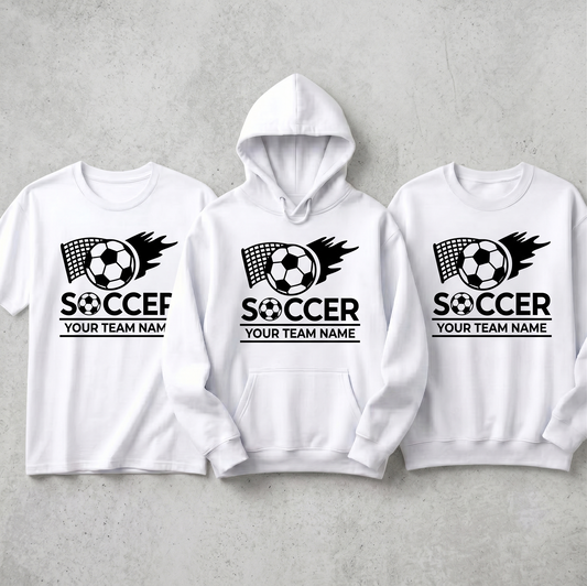 Custom Soccer Team Hoodie and Shirt, Personalized Gift for Players, Flaming Soccer Ball Sweatshirt with Team Name, Personalized Hoodie