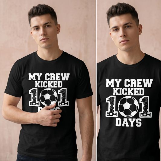 My Crew Kicked 101 Days Soccer Shirt, 101st Day of School Hoodie, Custom Teacher Student Soccer Sweatshirt, Personalized School Spirit Wear