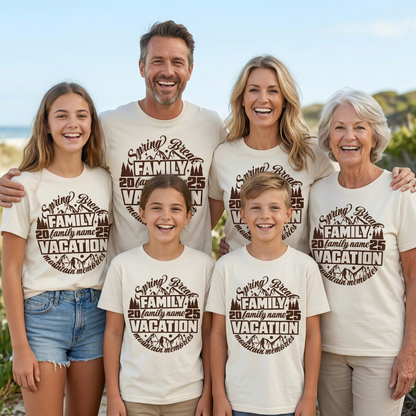 Custom Family Vacation Shirt, Mountain Memories Spring Break Tee, Matching Family Road Trip Shirt, Personalized Family Name Vacation shirt