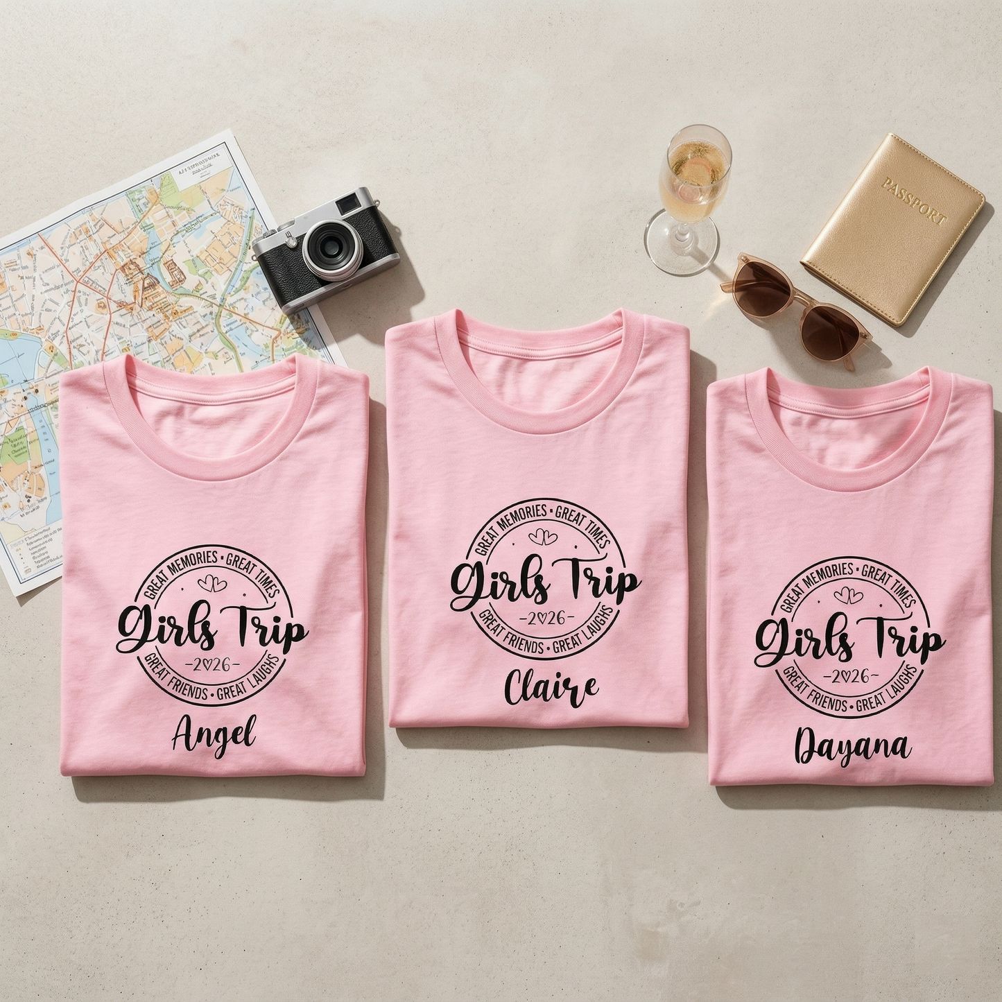 Custom Girls Trip 2026 Shirt, Personalized Girls Weekend Tee, Matching Group Vacation Shirts, Bachelorette Trip Apparel