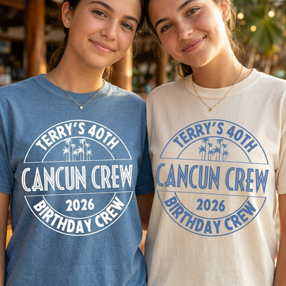 Custom Birthday Cancun Trip Shirt, Personalized Birthday Crew Tee, Cancun 2026 Vacation Shirts, Matching Beach Birthday Squad