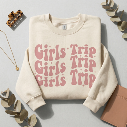 Custom Girls Trip T-Shirt, Girls Weekend Tee, Personalized Bachelorette Party Shirt, Pink Aesthetic Summer Travel Top, Matching Squad Shirts