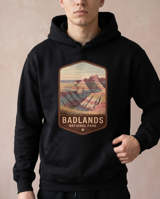 Custom Badlands National Park Shirt, Vintage South Dakota Hoodie, Retro Nature Sweatshirt, Personalized Hiking Gift, Badlands Badge Tee