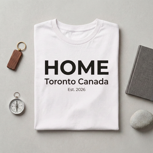 Custom HOME T-Shirt | Personalized Toronto Canada Est. 2026 Minimalist Tee