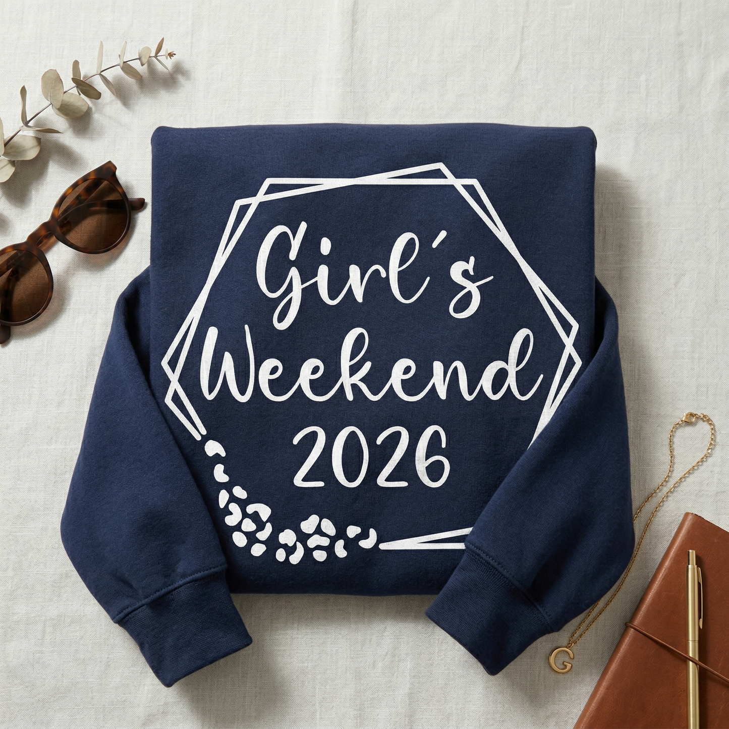 Custom Girl's Weekend 2026 Shirt, Personalized Girls Trip Tee, Navy Blue Bestie Trip Shirt, Matching Bachelorette Party Top