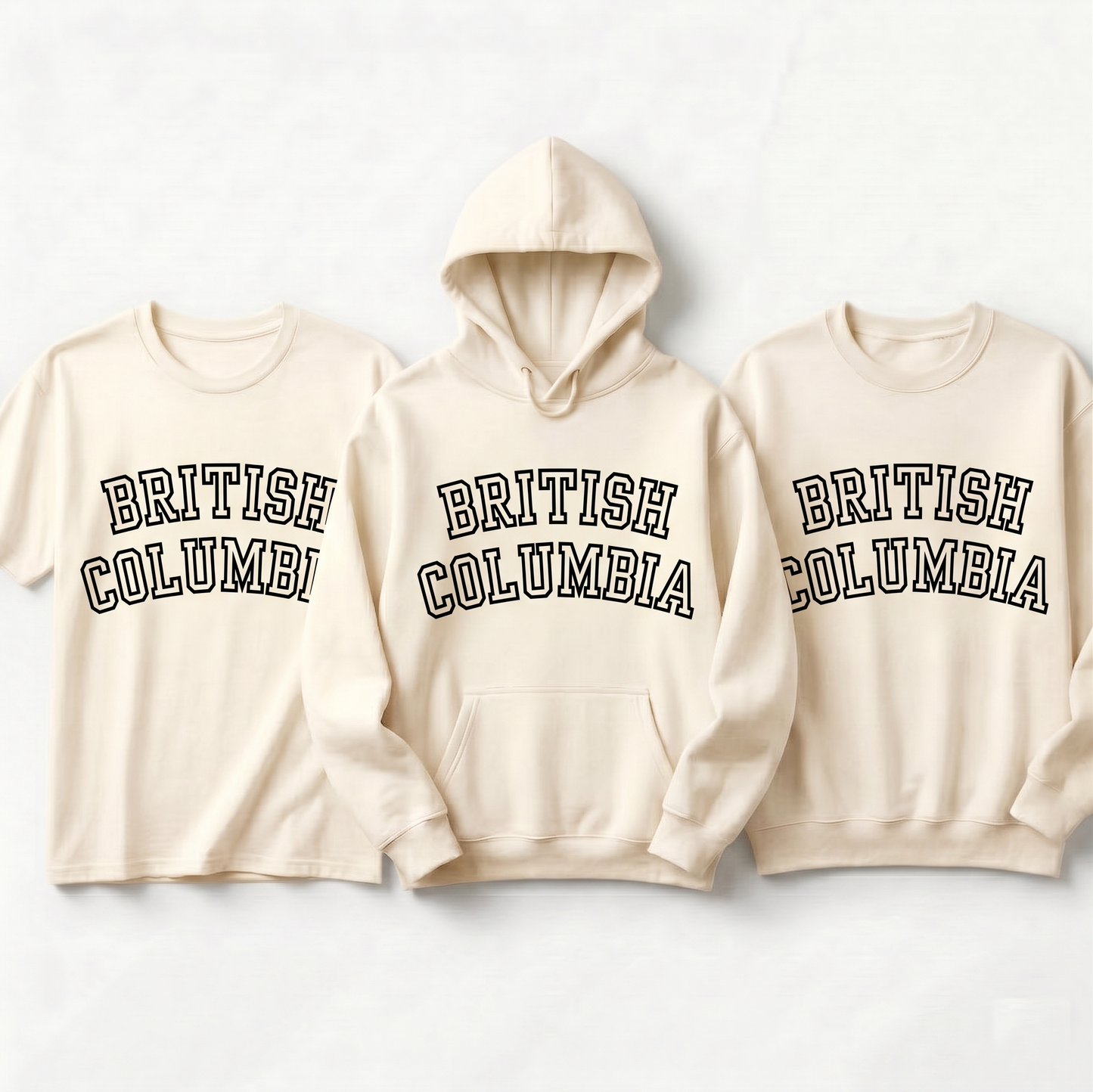 Custom British Columbia Varsity Hoodie | Personalized  Sweatshirt | Collegiate Style British Columbia T-Shirt | Unisex Minimalist Apparelie