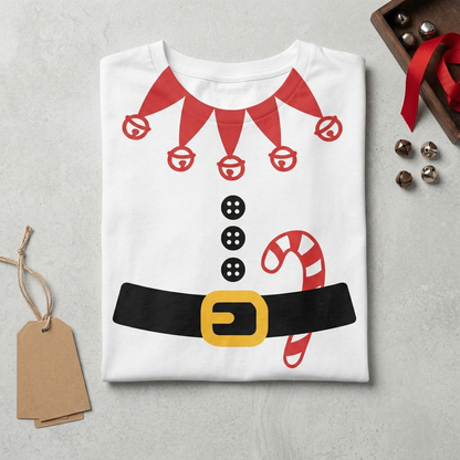Kids Elf T-Shirt – Candy Cane Holiday Costume Tee, Festive Party Outfit