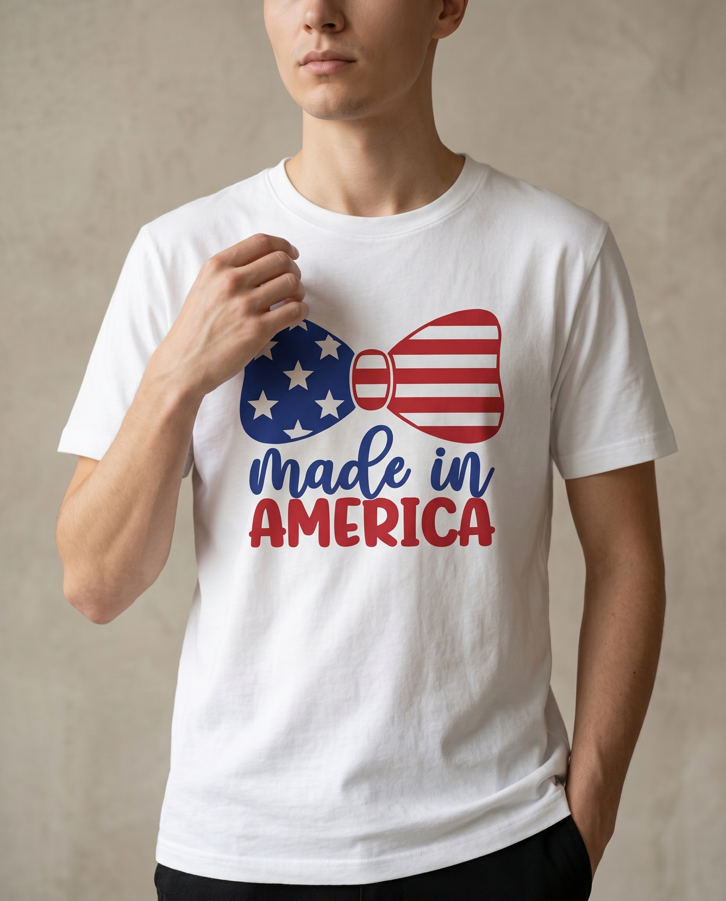Custom Made in America Shirt, Patriotic Bow 4th of July Hoodie, USA Independence Day Sweatshirt,  Retro American Pride Apparel