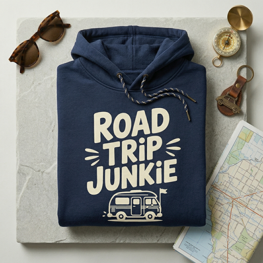 Road Trip Junkie Shirt, Personalized Adventure Tee, Custom Road Trip Gift, Camper Van T-Shirt, Family Vacation Shirt, Wanderlust Apparel