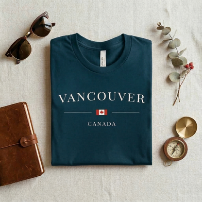 Vancouver Canada Shirt | Minimalist Canadian Flag T-Shirt | Travel Souvenir Tee | British Columbia Gift | Classic Unisex Graphic Top