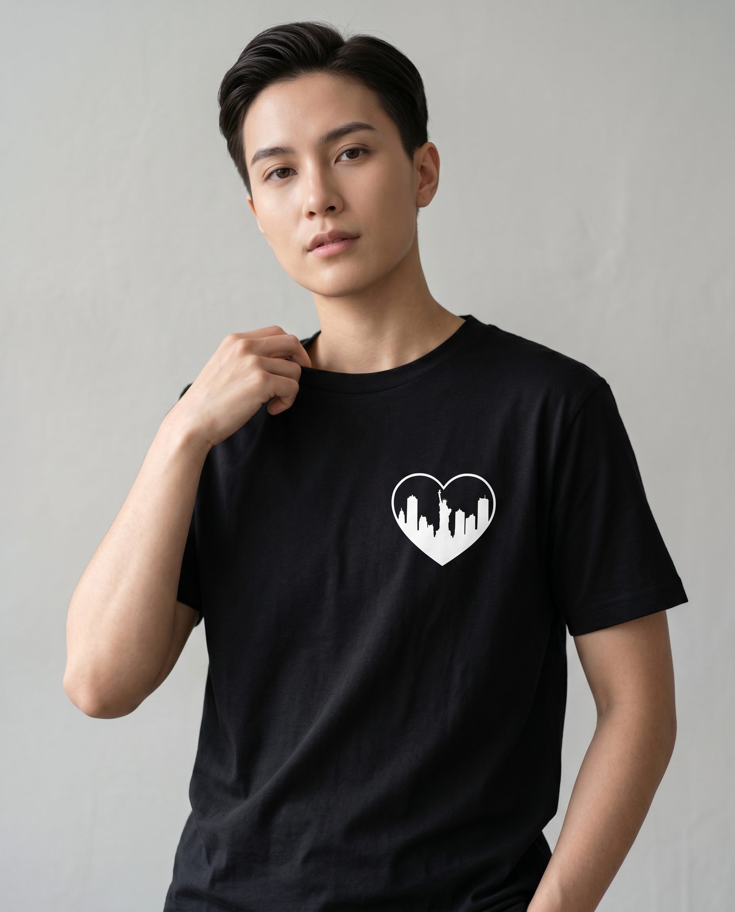 Custom Heart City Skyline T-Shirt, Personalized Minimalist Cityscape Tee, Pocket Design Skyline Shirt, Personalized Travel Memory Gift