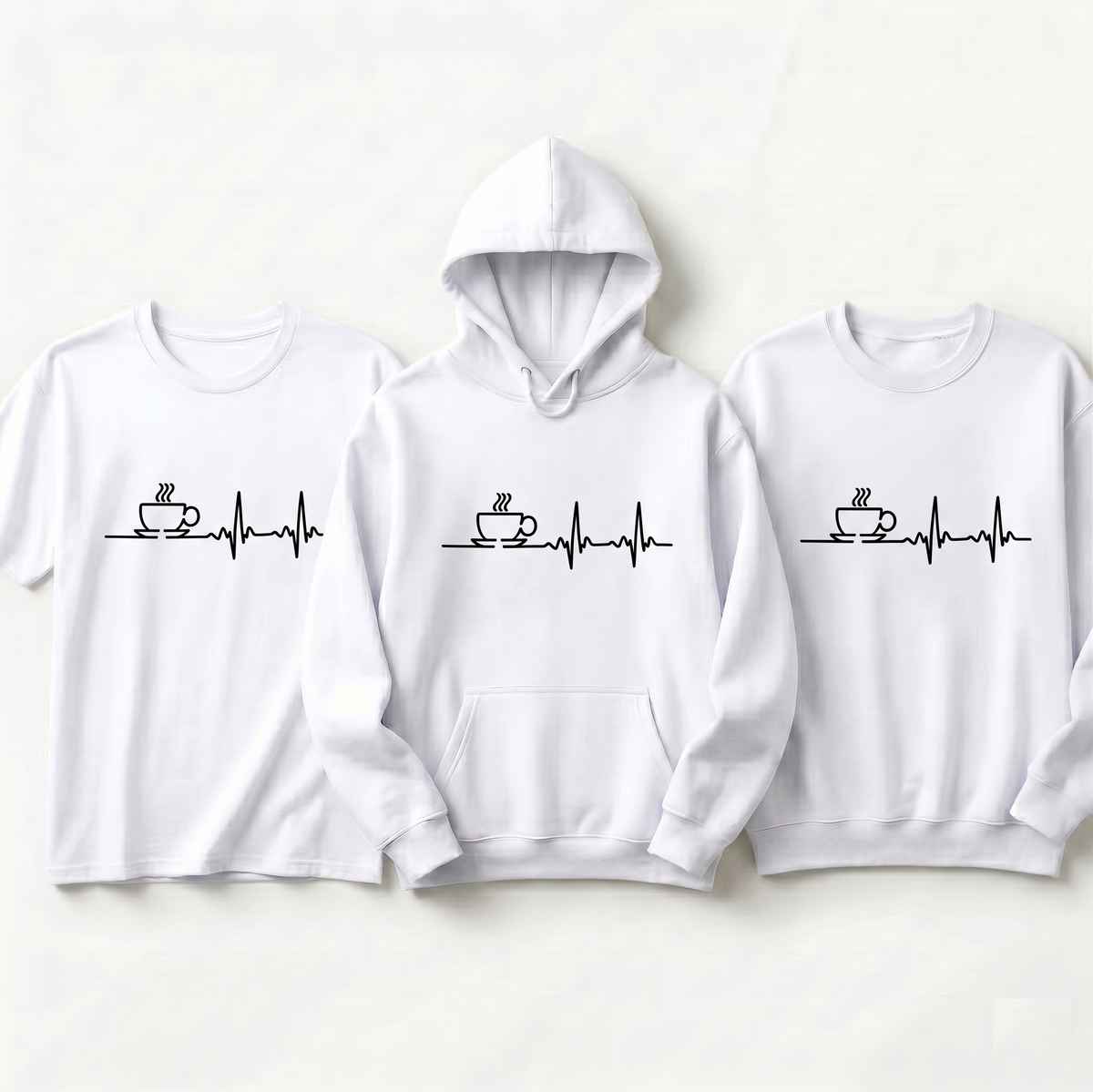 Coffee Heartbeat Hoodie, Coffee Lover Sweatshirt, Barista T-Shirt, Caffeine Lifeline Shirt, Coffee Gift, Minimalist Coffee Pulse Hoodie