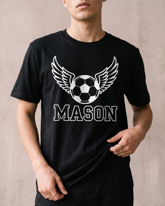 Custom Soccer Shirt with Name, Personalized Flying Soccer Ball Hoodie, Custom Kids Soccer Sweatshirt, Team Sports Apparel, Soccer Boy Gift