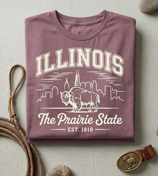 Custom Illinois Hoodie - Vintage Prairie State Sweatshirt - Retro IL 1818 Est. Pullover - Personalized Illinois Gift