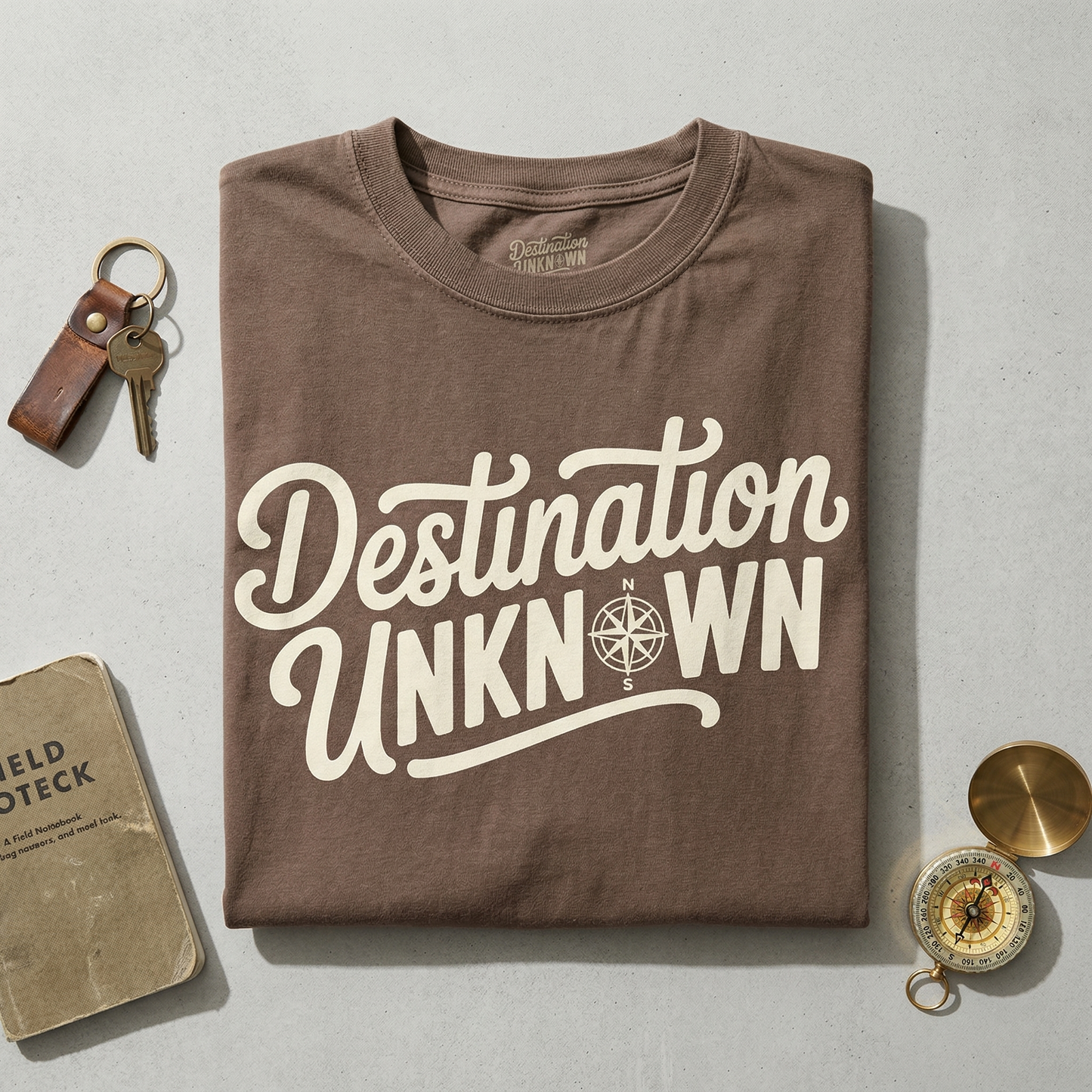 Custom Destination Unknown Shirt, Wanderlust Compass Tee, Adventure Graphic T-Shirt, Personalized Travel Gift for Hiker & Outdoor Lover