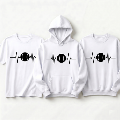 Custom Tennis Heartbeat Hoodie, Personalized Tennis Player Gift, Tennis Life Sweatshirt, Tennis Coach Gift, Matching Tennis Team Apparel