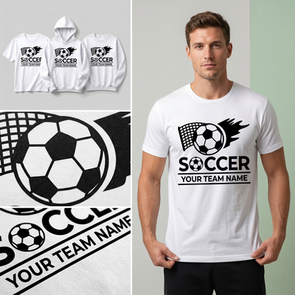 Custom Soccer Team Hoodie and Shirt, Personalized Gift for Players, Flaming Soccer Ball Sweatshirt with Team Name, Personalized Hoodie