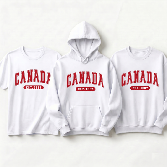 Custom Canada Varsity Sweatshirt, Personalized Canada Hoodie, Retro Collegiate Canada T-Shirt, Canada Est 1867 Gift, Canada Souvenir Apparel