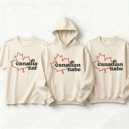 Custom Canadian Babe Hoodie - Personalized Canada Maple Leaf Sweatshirt - Retro 70s Style Canada Pride Pullover - Customized City Babe Gift