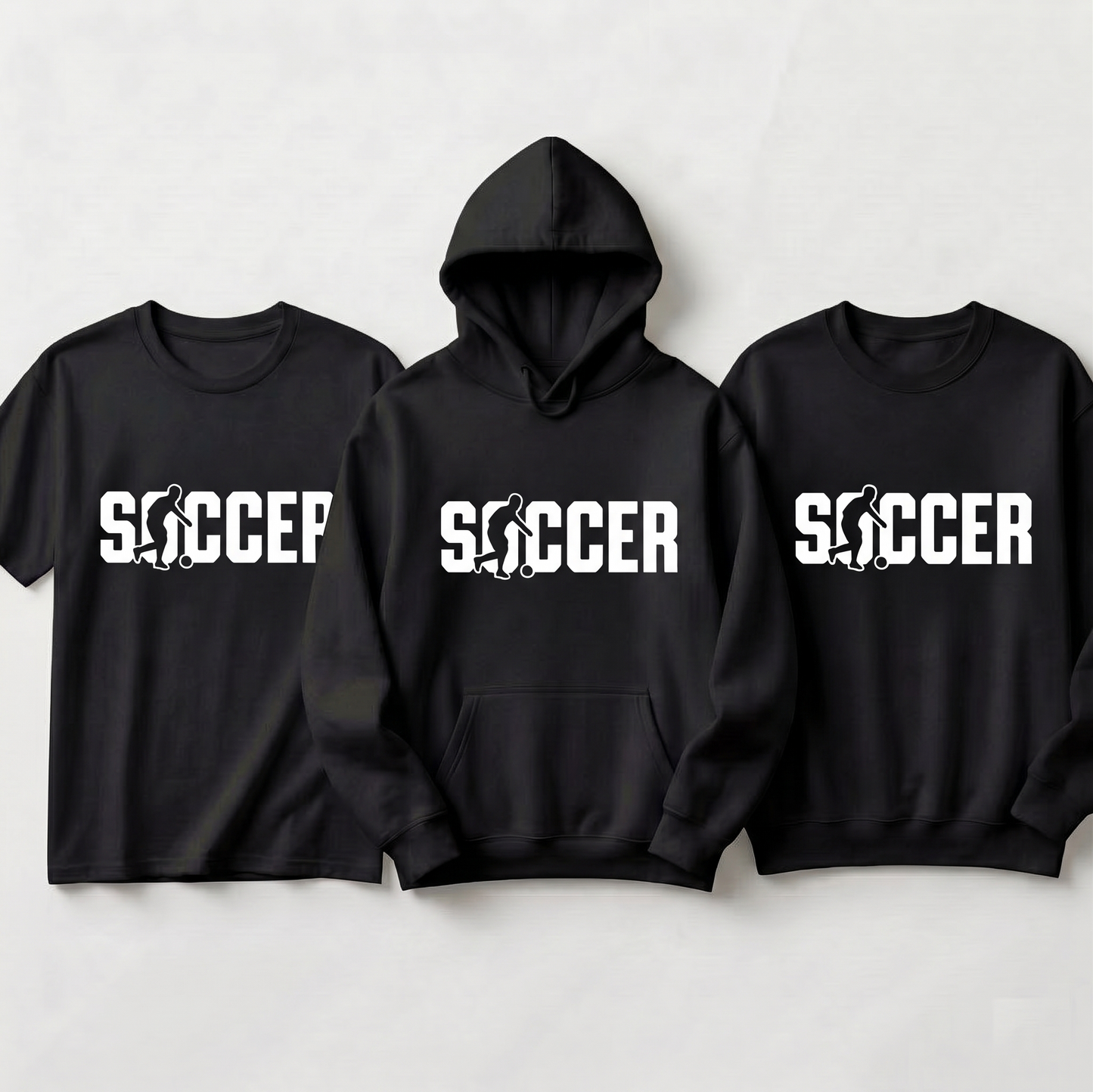 Custom Soccer Shirt with Player Silhouette, Personalized Soccer Team Hoodie, College Style Soccer Sweatshirt, Custom Text Football Fan Gift