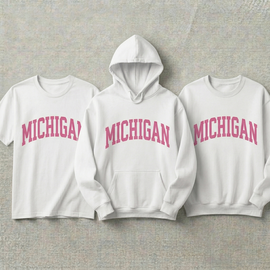 Custom Michigan Hoodie and Sweatshirt, Vintage Michigan T-shirt, Heather Grey Michigan Varsity Shirt, Personalized Michigan Gift