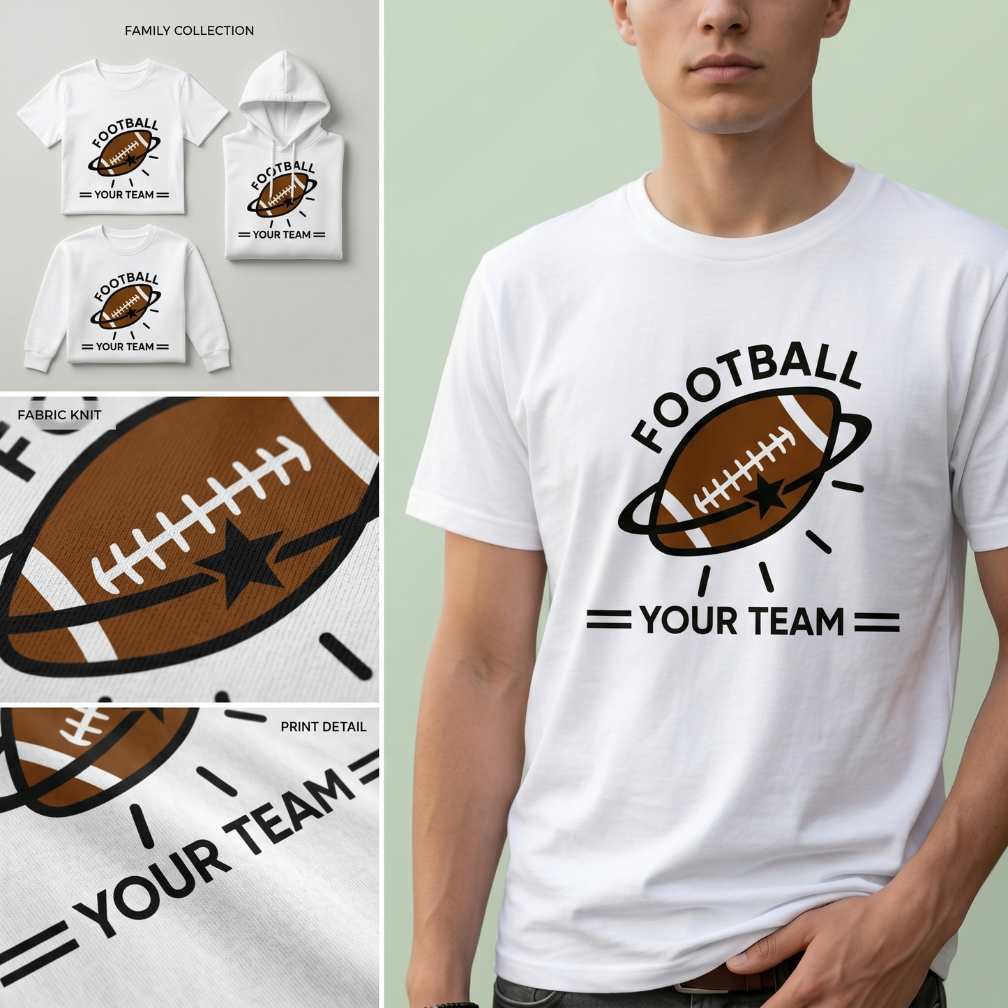 Custom Football Team Hoodie, Personalized Football Shirt with Team Name, Football Mascot Sweatshirt, Personalized Football Gift for Him